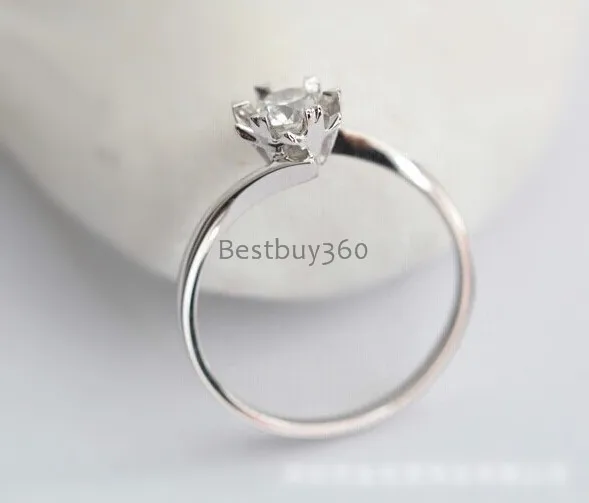 

0.3ct 925 sterling solid silver solitaire ring snowflake love ring for women girls name engraving rings (JSA)