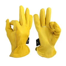 Рабочие кожаные Перчатки для мотоциклистов, садоводства и работы, рабочие перчатки из воловьей кожи, безопасные рабочие перчатки для мужчин и женщин от Olson Deepak