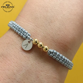 

925 woven bracelet Personalized beads Braiding Custom Hand Stamped Adjustable Stackable for bridesmaid gift