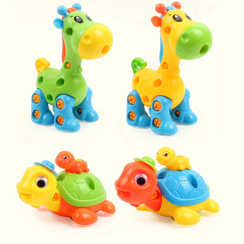 DIY разборка сборка Милые Животные Жираф рыбы модель строительные блоки игрушки Ранние развивающие игрушки для Для детей Подарки