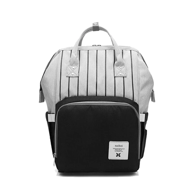 

Black fashion diapers large-capacity multi-function care bag children travel striped backpack baby diaper bag feeding bottle t