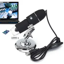 1000X2 Мп 8 светодиодов Портативный ручной питаемые через USB порт Цифровые микроскопы эндоскоп настольная Лупа с переменным фокусным расстоянием Камера Лупа с металлической подставкой