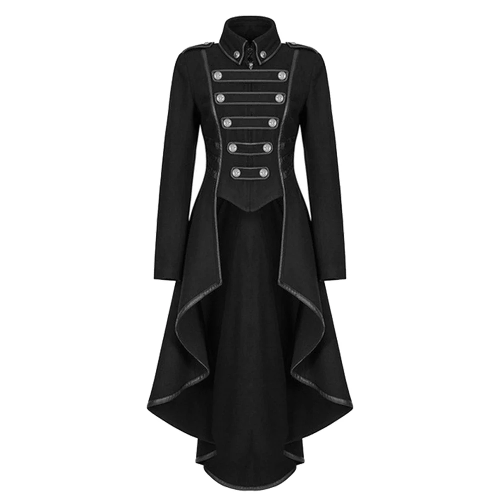 

Black Medieval Dress For Adult Women Punk Victorian Retro Costume Renaissance Gothic Jacket Tuxedo Halloween Costumes