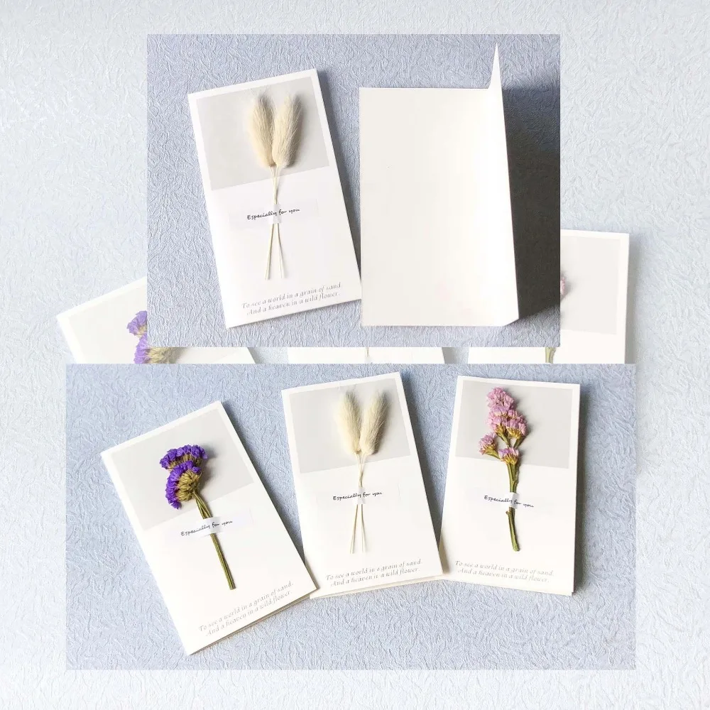  10pc Creative Dried Flowers+Papercard Folding Type Greeting Cards Christmas Birthday Party Wedding  - 32999057086