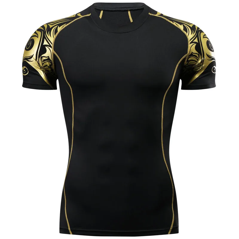

3D MMA Rashguard T Shirt Clothing Compression Shirt Quick Dry Muay Thai Breathable Comfortable Boxing Jerseys Fight MMA Golden