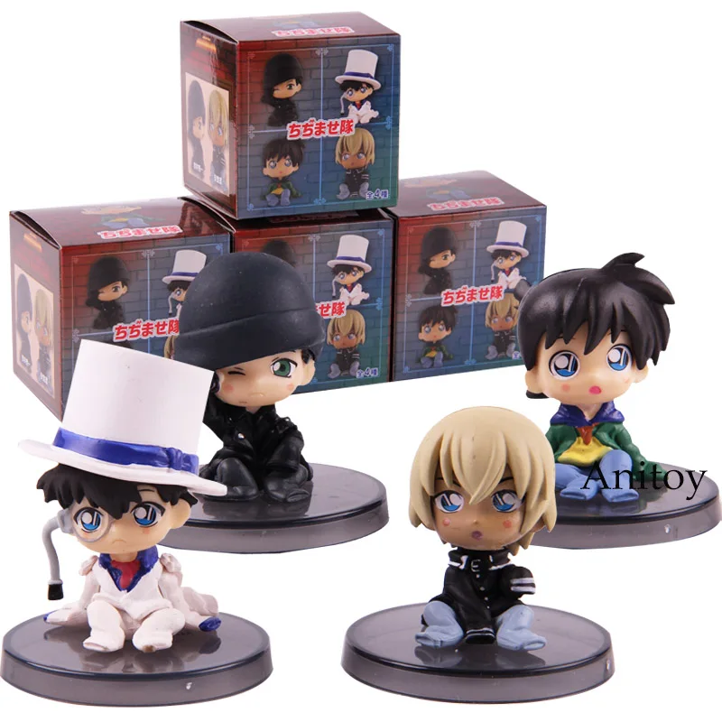 

Detective Conan Figure Kid Jimmy Kudo Kaitou Kiddo Akai Shuuichi Bourbon Q Version PVC Anime Action Figures Toys 4pcs/set
