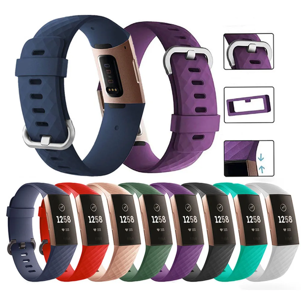 Силиконовый ремешок для Fitbit Charge 3 сменный смарт-браслета аксессуары мягкий |