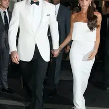 Дизайн, на одной пуговице, белый комплект со смокингом жениха лацканы с отворотом для шафера мужской мундир для свадьбы ужин костюмы для выпускного(куртка+ брюки+ ремень+ галстук-бабочка