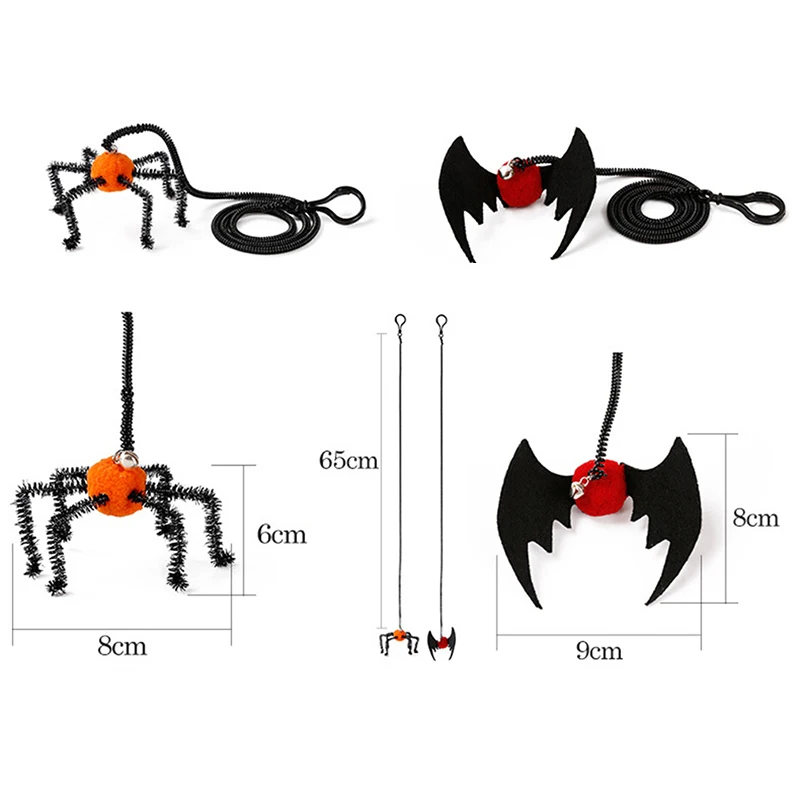 Забавная игрушка для кошек, маленький колокольчик для домашних животных, красочная пружинная игрушка, эмуляция летучей мыши, Паучья пальчиковая игрушка для чистки кошек