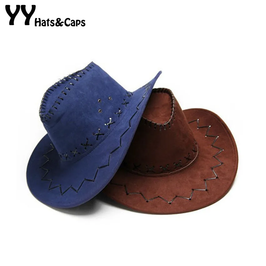 Новинка на лето и весну солнце шляпа ковбойская шляпа Для мужчин и Для женщин открытый шапки модные Chapeu Соломенные ковбой 6 цветов YY0380