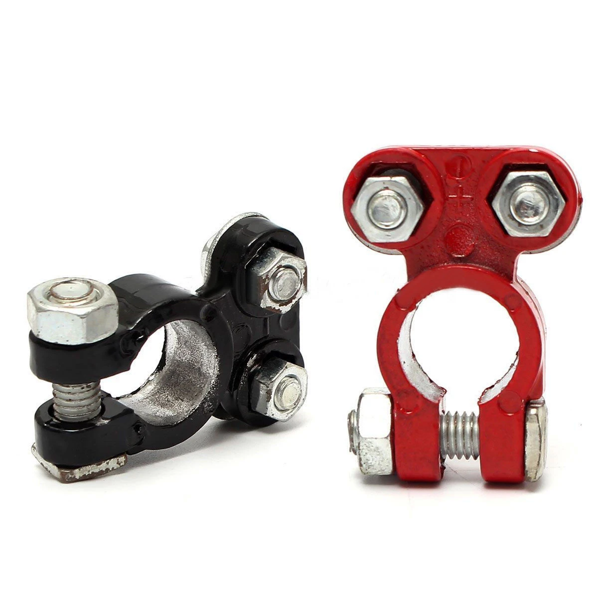 2pcs Clamp Battery Terminal Clamp Clips Aluminum Positive & Nagative