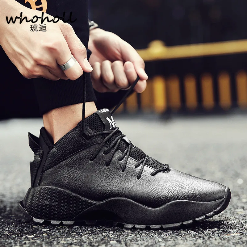 blanc Zapatos Occasionnel Printemps Pu Luxe Hombre De Noir Whoholl En Chaussures Adulte Sneaker 2018 Hommes Baskets Ballerines Noir Cuir UqvxwSZ5