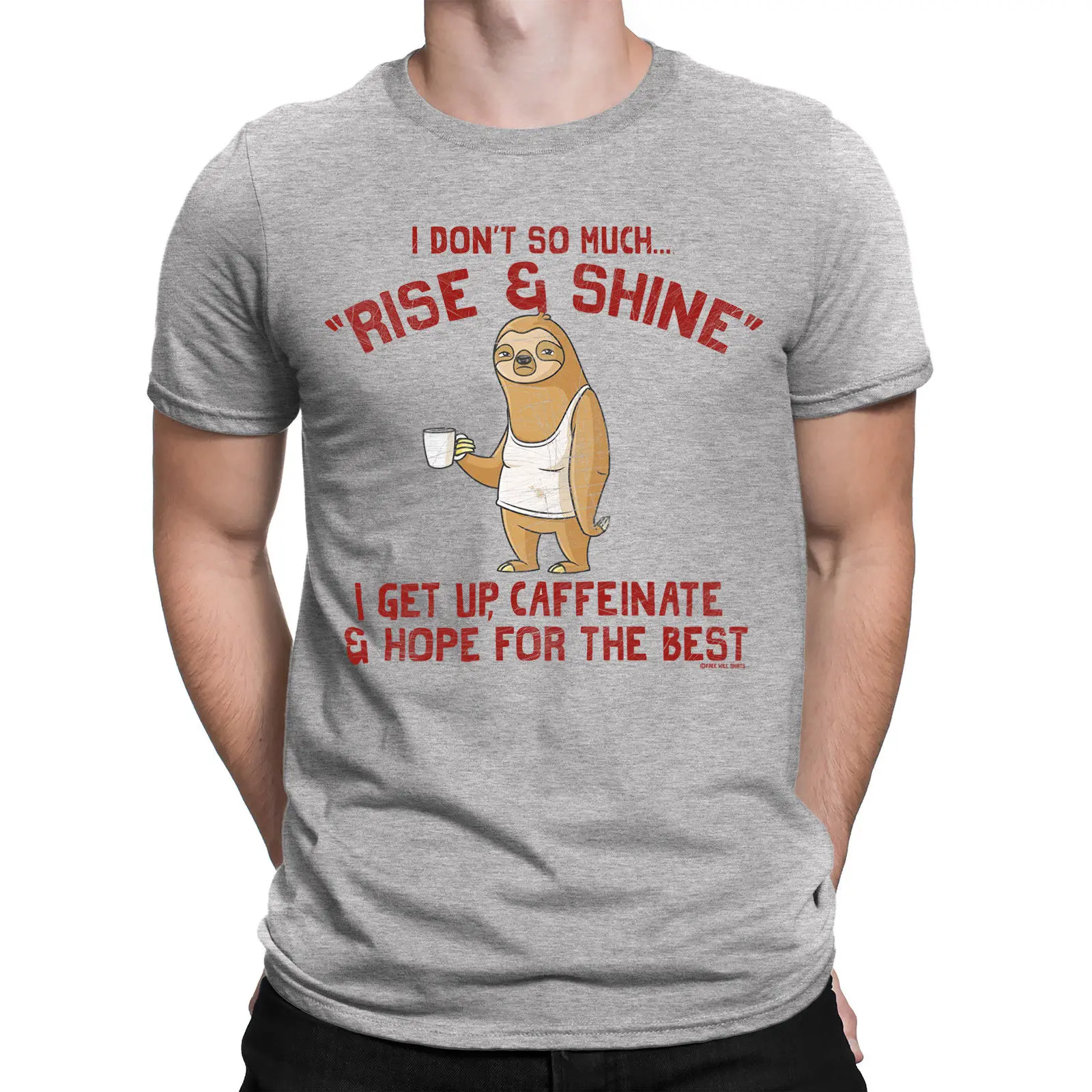 RISE &amp SHINE CAFFEINATE и надеюсь на лучшее Для мужчин s забавная футболка с рисунком