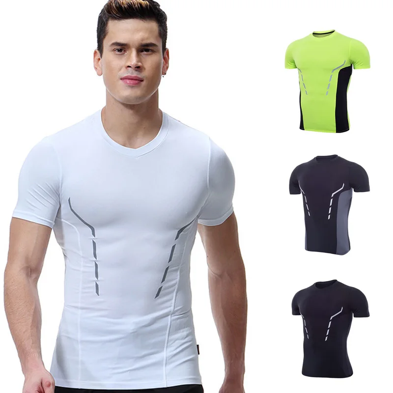 

Quick Dry Compression Running Sports T shirt Short Sleeve Gym Mens Workout Shirt Crossfit Bodybuilding Fitness Athletic Shirts