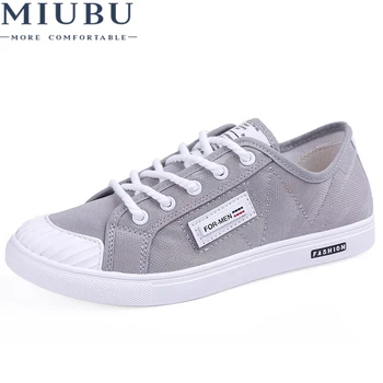 

MIUBU Men Casual Shoes Fashion Men Canvas Shoes Breathable Lace-Up Flats Shoes Espadrilles Men Tenis Masculino Esportivo