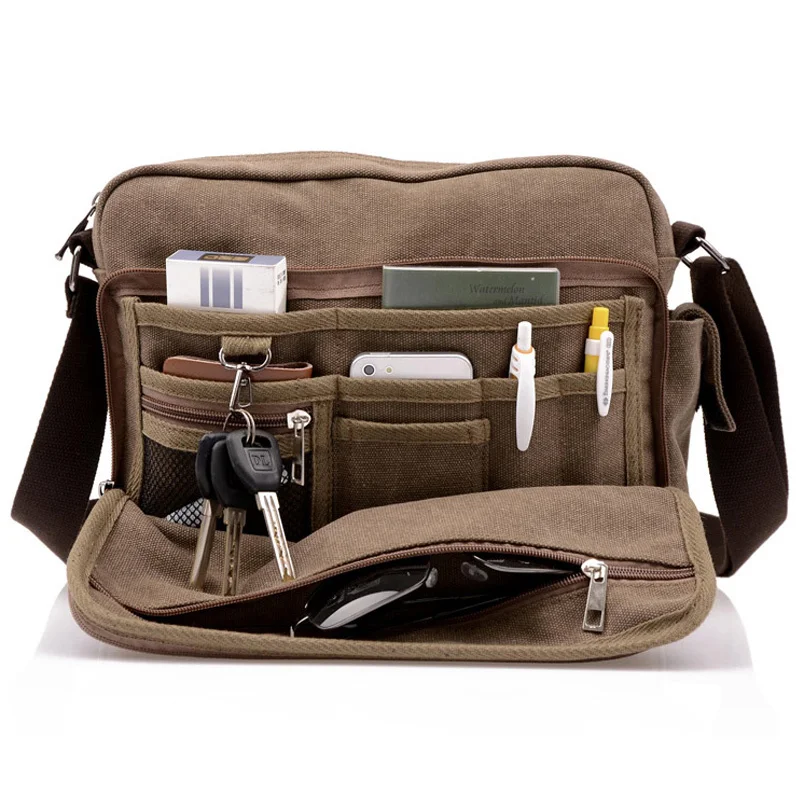 Hot! High Quality Multifunction Men Canvas Bag Casual Travel Bolsa Masculina Men's Crossbody Bag Men Messenger Bags