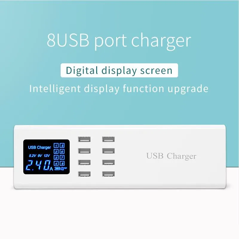 8 портов станция для зарядки с USB Led дисплей адаптер для зарядки Настольная полоса для iPhone X samsung S10 Xiaomi телефон зарядное устройство