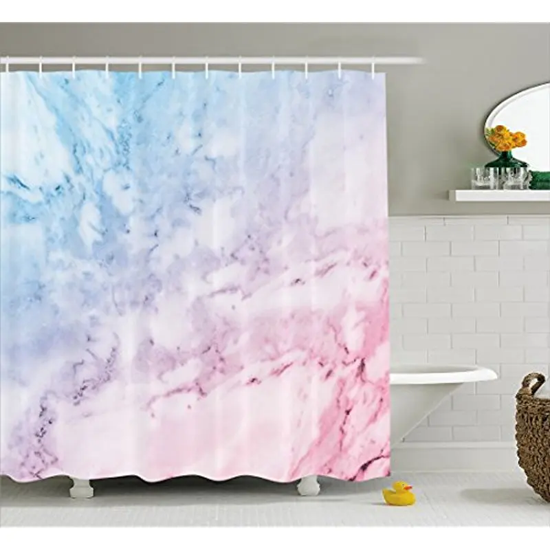 

Vixm Marble Shower Curtain Pastel Toned Cloudy Hazy Crack Lines Stained Antique Shabby Chic Design Fabric Bath Curtains
