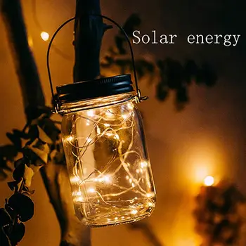 

DIY Garden Decor Night Light Solar Bottle Hanging Lamp Mason Cover Lamp Decorative Light Colored Light Solar Mason Jar Lamp