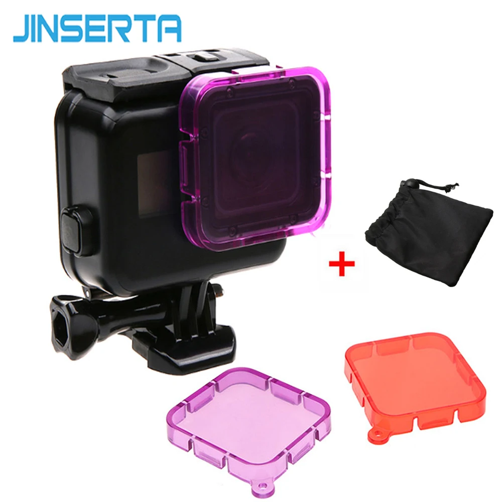 

JINSERTA Underwater Diving Filter for Gopro Hero 6/Hero 5 Black Waterproof Housing Red/ Purple Filter No Need Remove Lens