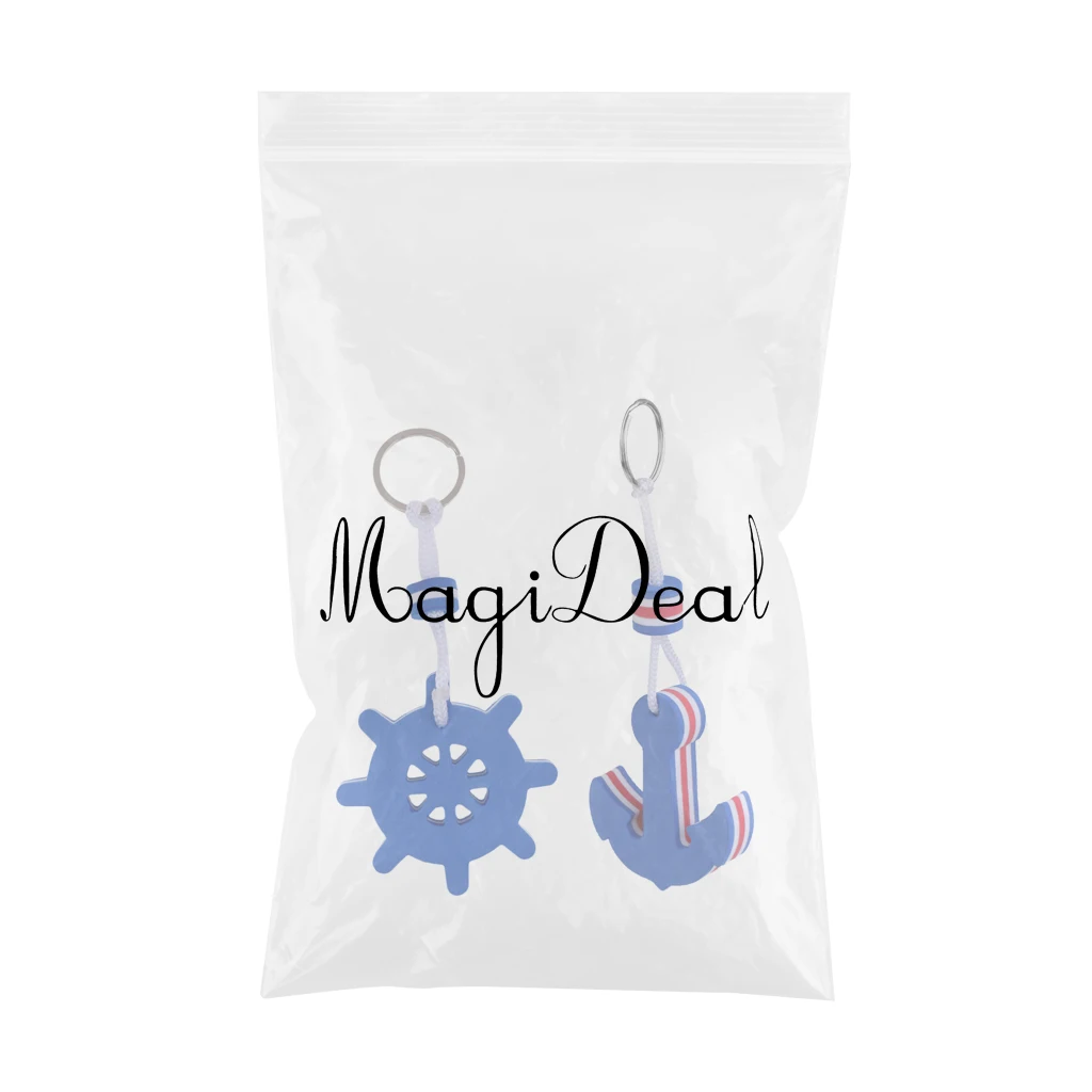 2 Pieces Marine Outboard Floating Keyring Sailing Kayak Fishing Canoeing-  Anchor and Rudder Floating Key Ring Key Ring Clip
