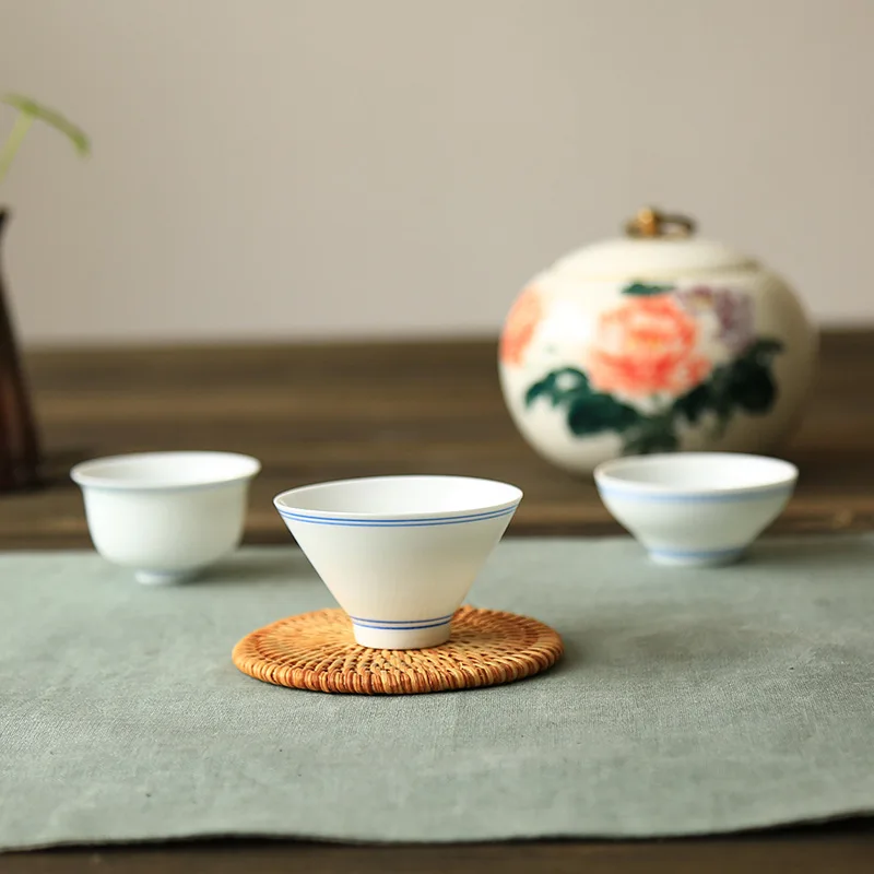 

Factory Wholesale Master Cup of Hand-Painted Kung Fu Tea Jingdezhen Handmade ge ren bei Double Cups