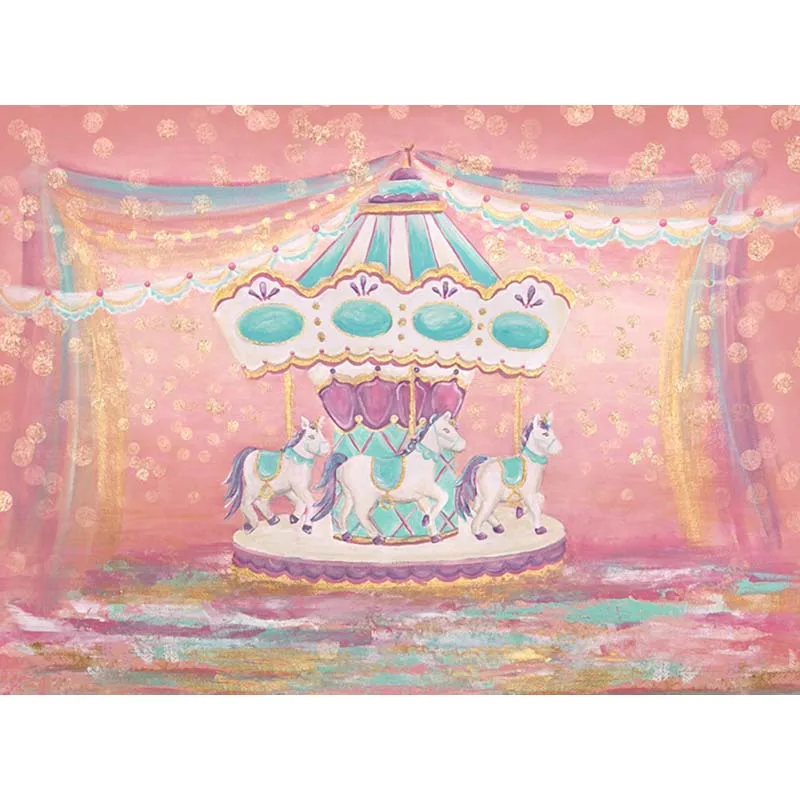 Vinyl-Photography-Background-Dream-Pink-Carousel-Ribbon-Spots-Newborn-Birthday-Baby-Shower-Party-Custom-Photo-Backgrounds