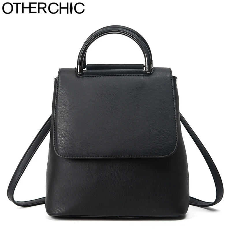OTHERCHIC New Designer Vintage Matte Backpack Leather Top Handle Women