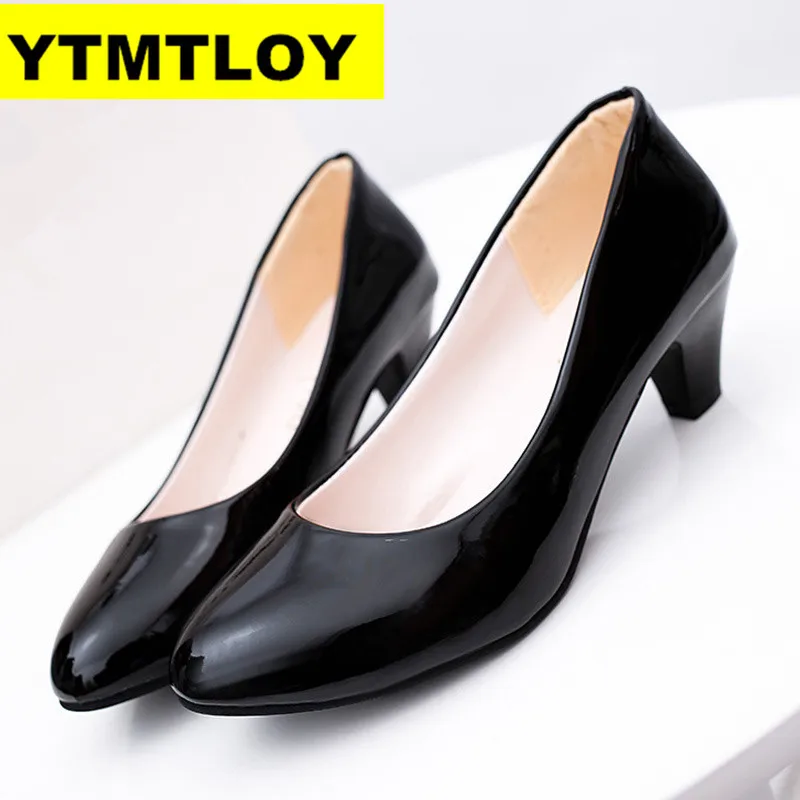 

large Size 35-41 2019 Women Pumps Round Toe Solid Thick high Heel Lolita Shoes Party Platform Shoes tenis feminino