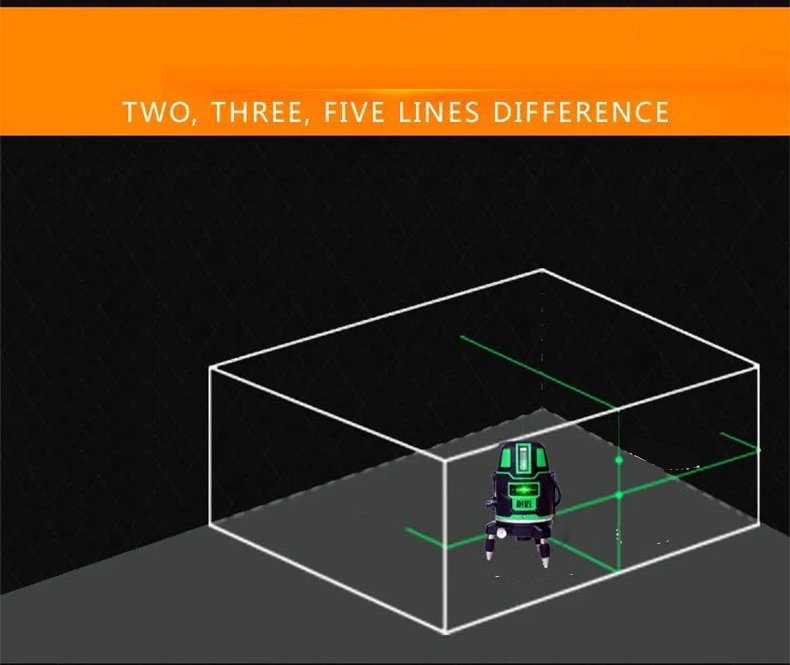 Высокая точность многофункциональный selfleveling 5 линий 6 точек зеленый луч Вертикальный лазерный уровень