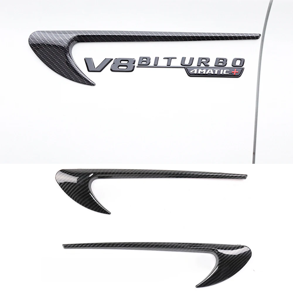 

2X Carbon Car Side Fender Sticker For AMG Mercedes V8 BITURBO 4 MATIC W202 W176 W163 W207 W212 W210 W205 CLA CLS Accessories