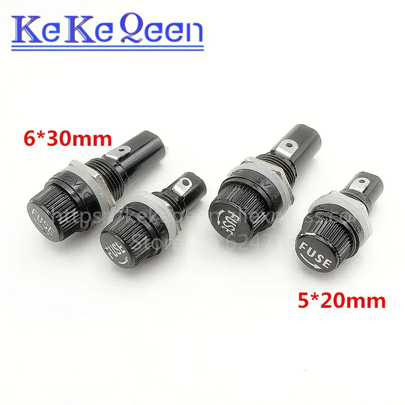 

20pcs 5*20MM 6*30MM insurance tube socket fuse holder 5x20mm 6x30mm Panel Mount Fuse Holder High temperature resistant bakelite