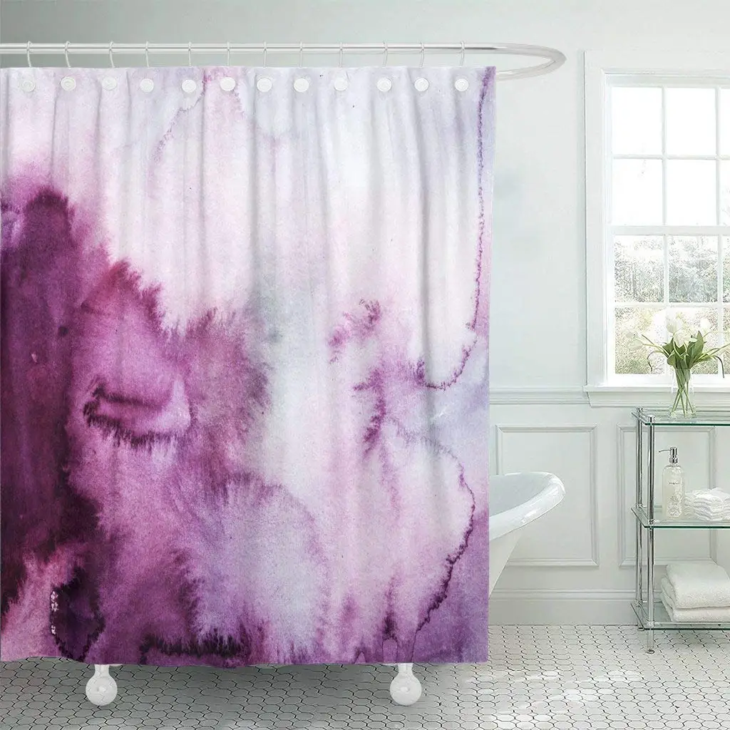

Watercolour Plum Purple Clouds Watercolor Ombre Wash Night Sky Abstract Brush Canvas Decor Shower Curtains Bathroom Curtain