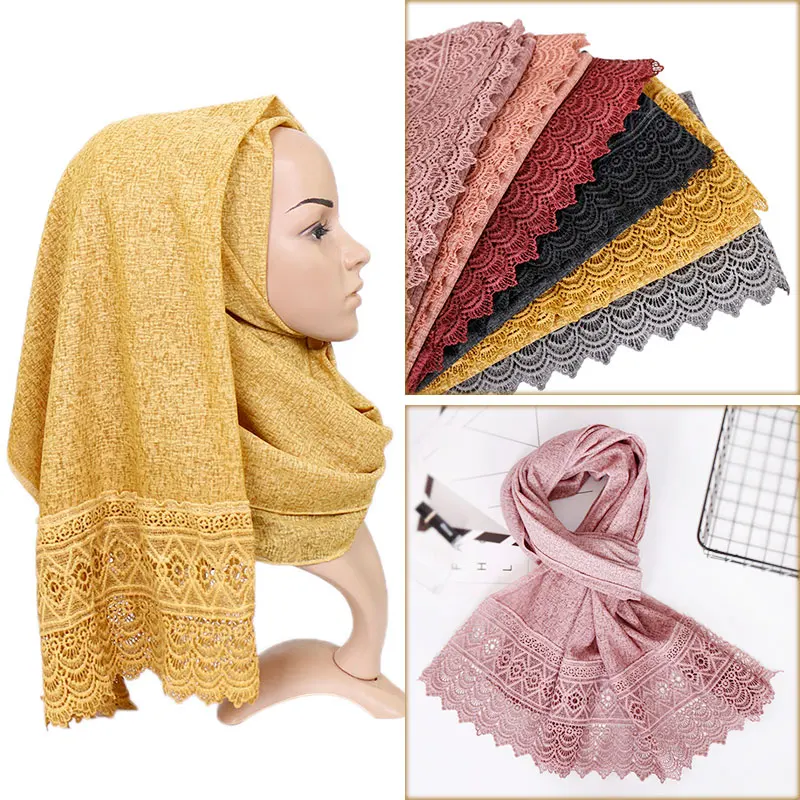 

Cotton lace pearls hijab scarf maxi stretchy wraps scarves beads bandhnu shawls muslim long islamic scarves 10pcs/lot 11 color