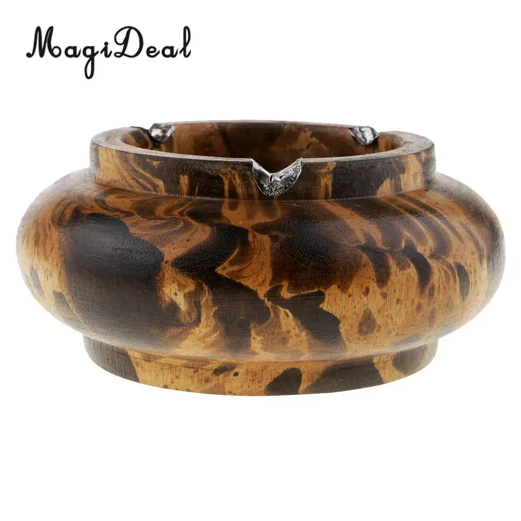 MagiDeal Wood Ashtray Handmade Crafts Cigarette Cigar Tobacco Smoking Ash Tray Case for KTV Bar Home Office Decoration