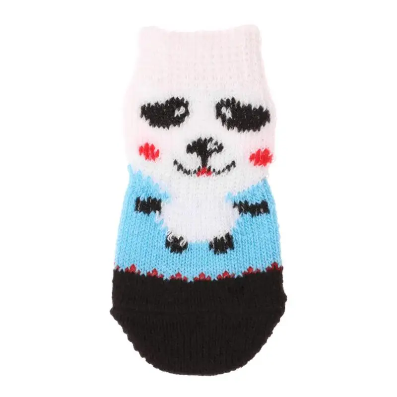4pcs Non-Slip Pet Socks Dog Foot Cover Teddy Socks Cute Pet Rubber Bottom Anti-Slip Socks Dog Supplies