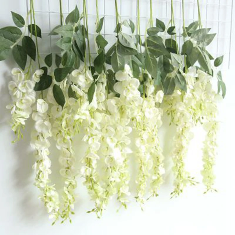 5pcs New Artificial flower Wisteria long Tofu pudding 80cm fake tree two colors rattan wedding ceiling decoration for home decor