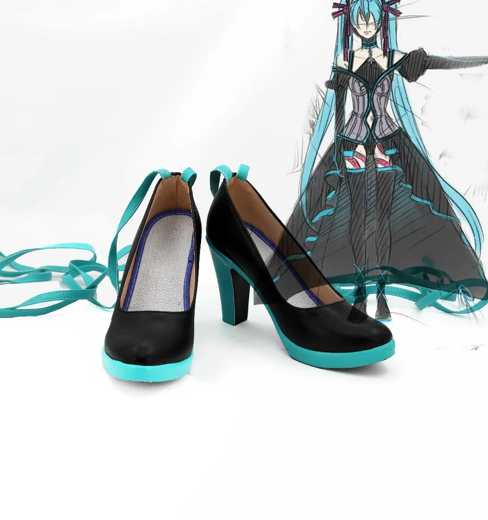 Косплэй костюм Хацунэ Мику Vocaloid Косплэй сапоги, потому обувь