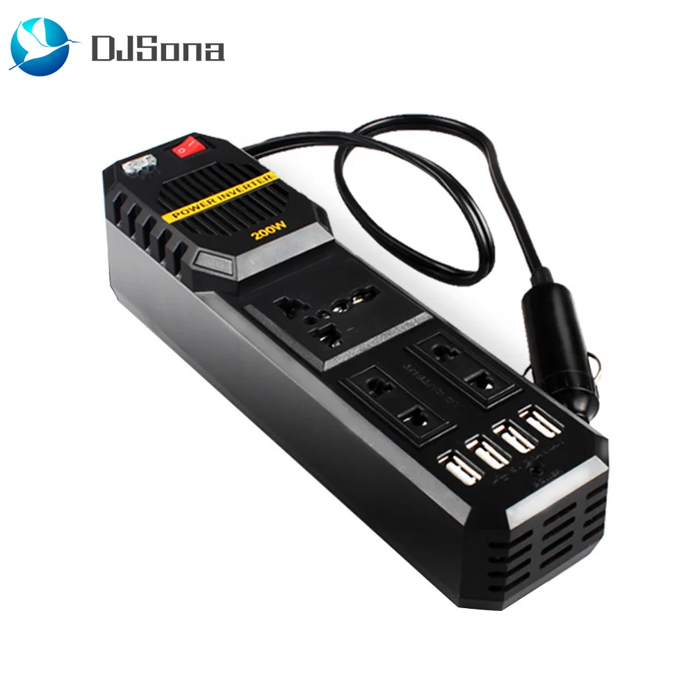 

200 W Watts Car Cigarette Inverter 12 V to 220 Volt DC to AC Converter 4 USB 3.1A Charger Wave Auto Adapter Voltage Transformer