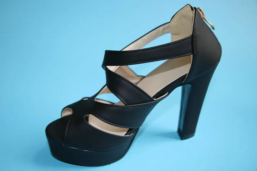 QUTAA/ женские босоножки женские туфли на платформе и высоком квадратном каблуке черные женские свадебные туфли из искусственной кожи на молнии с открытым носком размеры 34-43