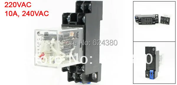 AC 220 в катушка 10A 240VAC 28VDC 8 Pin DPDT 2P2T 35 мм din-рейка универсальное электромагнитное реле