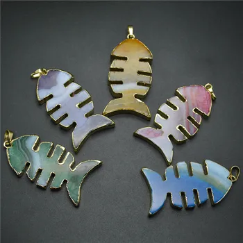 

Mix Color Cute Fish Bone Shape Stone Pendant Jewelry Supplies