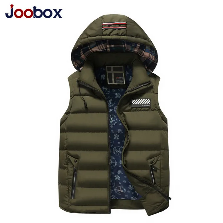 JOOBOX осень Заполнение с хлопком утолщение теплый мужской жилет шляпа съемная
