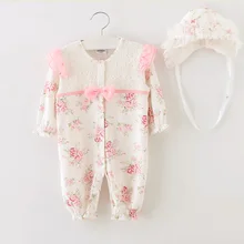 Nouveau-né Bébé barboteuses coton marque ropa bebe recien nacido infantile princesse robe outfit dentelle floral nouveau-né fille bébé vêtements