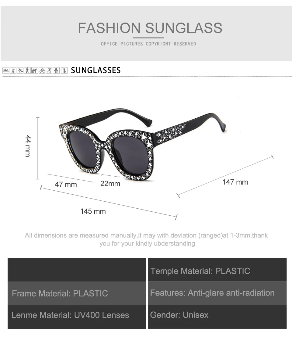 2018 Luxury Diamond Square Sunglasses Women Brand Size Crystal Sun Glasses Ladies New Gradient Oculos Mirror Shades  (5)