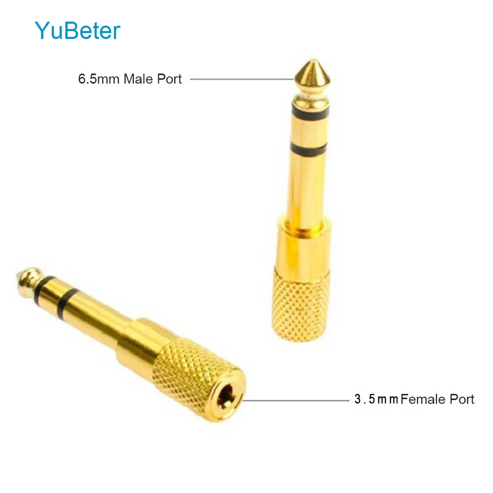 

YuBeter Mini AUX 6.5mm Plug to 3.5mm Jack Port Adapter Cable Male to Female Connector For Earphone Microphone Audio Convertor