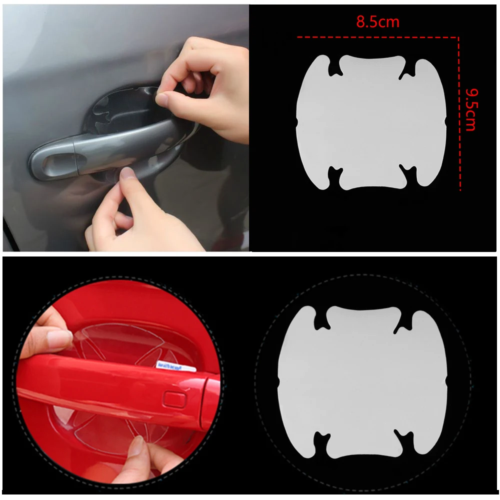 

8Pcs Universal Invisible Car Door Handle Scratches Automobile Shakes Protective Vinyl Protector Films Car Handle Protection