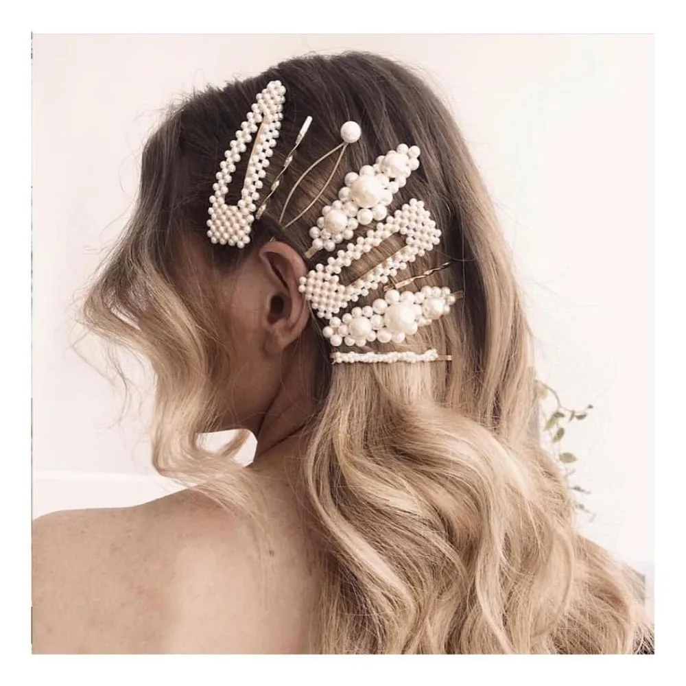 

Dvacaman Korean Simulated Pearl Hair Pin Barrettes for Women 2019 Trendy Flower Hair Clips Wedding Jewelry Party Gifts Hairwear