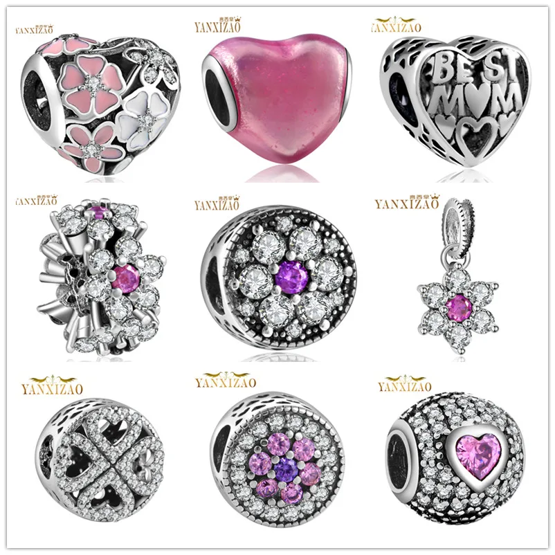 

hot Silver European CZ Charm Beads Fit Pandora Style Bracelet Pendant Necklace DIY Jewelry Originals