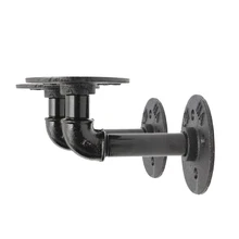 2Pcs Industrial Black Iron Pipe Bracket Wall Mounted Floating Shelf Hanging Wall Hardware Decor For Farmhouse Shelving Hardwar industrial wallshelf rustic modern wood ladder pipe wall shelf 6 layer pipe design bookshelf diy shelving